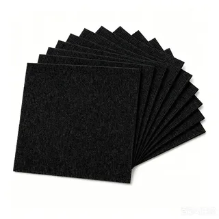 Teppichfliesen Selbstklebend 30x30cm, 10 Stück Teppichboden 0.9m2 Teppich Fliesen, Selbstklebend Teppichboden für Büro, Wohnzimmer, Balkon, Wohnung, Gewerbe (Schwarz)