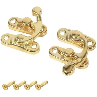 2 Mini-Knüpffallen, Schwenkarm-Knüpfhaken Rechts, Antike Rechte Schnapphaken-Haken mit Spannschlössern für Holz-Schmuckkästchen, Schmuck-Aufbewahrungsbox (Gold)