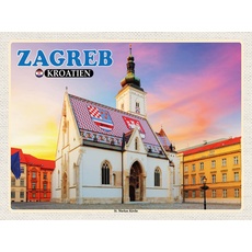 Holzschild 30x40 cm - Zagreb Kroatien St. Markus Kirche