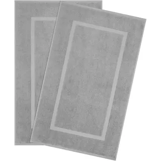 HAMMETEX Badematte "Hotelmatte, Duschvorleger" Höhe 5 mm rutschhemmend beschichtet beidseitig nutzbar 2-teiliges Set, einfarbig, 100% Baumwolle, hellgrau
