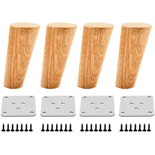 Qrity Möbelfuß Holz, 4 Stück 10cm Holzfüße Möbelfüße Sofafüße mit Montageplatten & Schrauben für Schrank, Sofa, Couchtisch, TV-Schrank und andere Möbelbeine