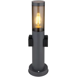Globo Wegeleuchte , Grau , Kunststoff , 12.7x45x12.7 cm , Ce , integrierte Steckdose , Lampen & Leuchten, Außenbeleuchtung, Wegbeleuchtung, Wegeleuchten