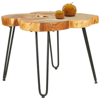 Landscape Beistelltisch , Schwarz, Akaziefarben , Holz, Metall , Akazie , vollmassiv , Holz , Freiform , Haarnadel , 60x45x60 cm , Wohnzimmer, Wohnzimmertische, Beistelltische, Beistelltische Metall