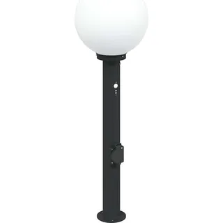 Pollerleuchte mit Sensor und Steckdose 80 cm Schwarz IP44 - Schwarz
