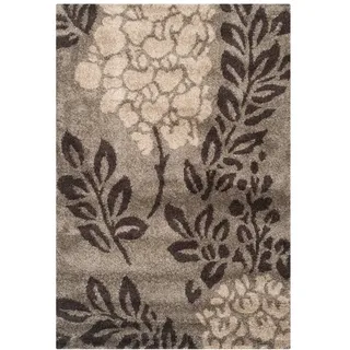 SAFAVIEH Zottelig Teppich für Wohnzimmer, Esszimmer, Schlafzimmer - Florida Shag Collection, Hoher Flor, Rauch und Dunkelbraun, 99 X 160 cm