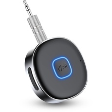 HORJOR AUX Bluetooth Adapter Auto, Bluetooth 5.0 Empfänger Drahtloser Bluetooth Adapter für Auto, Kopfhörer, Freisprechanrufen, Dual Verbindung,16 Stunden Spielzeit
