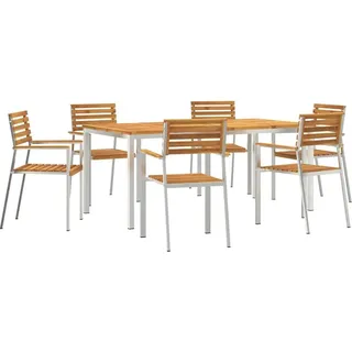 vidaXL Garten Essgruppe 7 pcs Massives Akazienholz und Edelstahl - Braun
