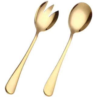 Gold Salatbesteck Set Salatlöffel Groß Salatgabel Gold Salatbesteck 2-Teilig Salatbesteck Spülmaschinenfest Salatbesteck Matt Edelstahl Für Restaurants Hochzeiten Hotel Party Geburtstag Camping