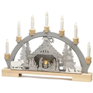 Konstsmide Christmas LED-Lichterbogen Krippe, aus Holz, Batteriebetrieb
