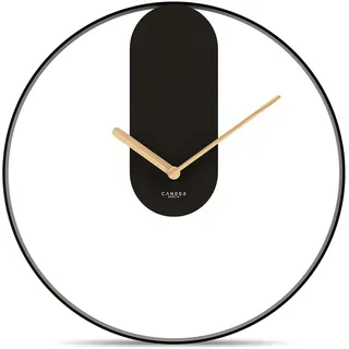 Cander Berlin MNU 5560 S XXL Vintage-Wanduhr lautlos 60 cm Metall Holzzeiger ohne Tickgeräusche groß modern schwarz Wohnzimmer Küche