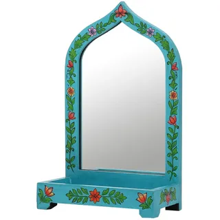 Spiegel Deko Wohnaccessoire Holz Orientalisch 38cm Boho Vintage Wohnzimmer rund