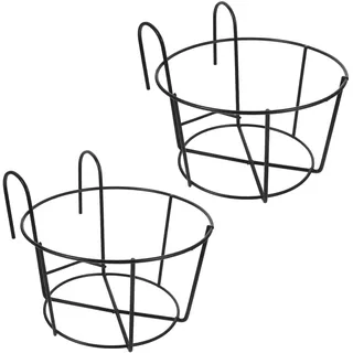 YARNOW 2 Stück Hängende Geländer Pflanzgefäße-Blumentopfhalter Balkon Hängend Metall-Blumenkasten Metall Runder Outdoor Geeignet Für Balkon,Garten,Zaun,Indoor Und Outdoor(L)