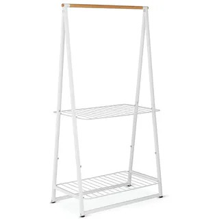 Brabantia - Kleiderständer Linn - Zwei höhenverstellbaren Regalen - Wäscheständer - Kleiderstange - Aufhängen, Lüften oder Trocknen von Kleidung - Platzsparend - Stabil und standfest - Weiss - Groß