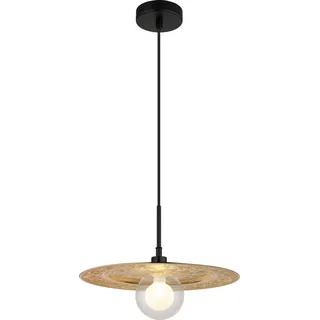 Globo Lighting Hängeleuchte Metall schwarz matt, Kunststoff schwarz matt, Kunststoff goldfarben, Glas opal, klar, Kabel PVC schwarz, Höhe kürzbar, ø: 330mm, H: 1190mm, Glaskugel DM: 10 cm, exkl. 1x G9 LED 5W 230V - Schwarz