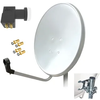 80 cm Sat Anlage Digital Quad LNB 4 Teilnehmer Satelliten HD Antenne 4K UHD W