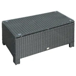 Garten Beistelltisch Couchtisch Gartentisch Balkontisch Polyrattan Schwarz 85 x 50 x 39 cm - Schwarz