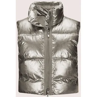 Kurzweste MADELEINE "Steppweste Sommerweste mit Glanz-Finish", Damen, Gr. 46, silber (silberfarben), Obermaterial: 100% Polyamid PA., Modern, normal, Westen Kurzweste, Wattierte Steppweste in Kurzform