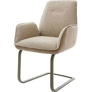 DeLife Polsterstuhl Zoa-Flex, Freischwinger flach Effektfinish Titan Materialmix Schlamm Taschenfede grau 62 cm x 91 cm x 65 cm