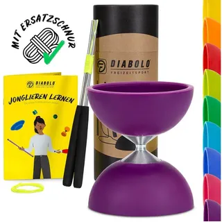 Diabolo Freizeitsport Diabolo Set Basic (lila) mit starrer Achse, Handstäbe, Ersatzschnur, Anleitung violett 120 MM