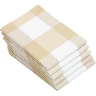 ZOLLNER 5er Set Geschirrtücher Baumwolle in 50x70 cm - saugstarke Küchentücher in beige kariert - waschbar bis 60°C – Gastronomiequalität - Oeko Tex® Zertifiziert