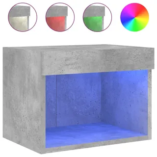 vidaXL Wand-Nachttisch mit LED-Leuchten Betongrau - Grau