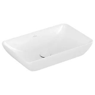 Villeroy & Boch Venticello Halbeinbau-Aufsatzwaschbecken, ohne Hahnloch, mit Überlauf, 550x360mm, 411355R1, Farbe: Weiß CeramicPlus