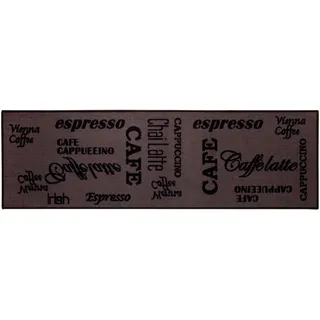 Küchenläufer ANDIAMO "Espresso" Gr. 19, braun, B:57cm H:5mm L:120cm, Kunstfaser, Teppiche, Küchenläufer, mit Schriftzug, rutschhemmend, Küche, Kundenliebling, Topseller