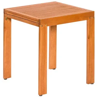 Gardenson Balkontisch , Naturfarben , Holz , Eukalyptusholz , massiv , quadratisch , 65x77.5x130 cm , FSC Mix , ausziehbar , Gartenmöbel, Gartentische, Balkontische