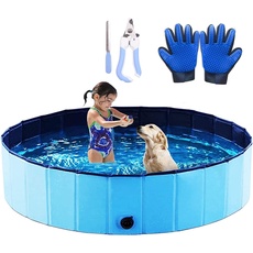 Icelus 120 * 30 cm Hundepool,Faltbarer Hunde Planschbecken Swimmingpool Katzen Hundebadewanne Pool Für Hund Katze PVC Rutschfester Haustier Badewan
