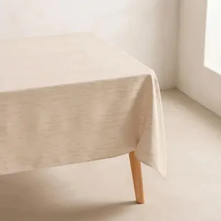 GAMUSI TAREL Jacquard Baumwolle Tablecloth 140x140 cm – Stain Resistant Square Table Linen – Elegant Beige Dining Cover