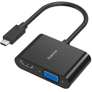 Hama USB-C auf VGA & HDMI Adapter 10 cm Schwarz