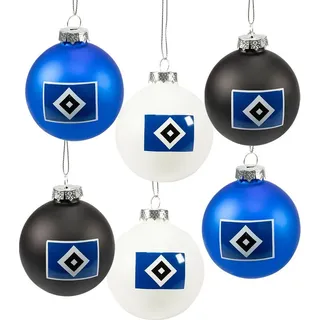 Hamburger SV HSV Christbaumkugeln 6er Set Raute - multicolor - Blau/Weiß/Schwarz