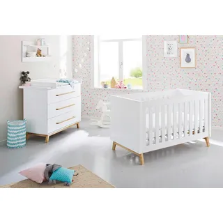 Pinolino Babyzimmer , Weiß, Eschefarben , Holzwerkstoff , 3 Schubladen , Aufbauanleitung im Karton, Lattenrost inklusive, Schlupfsprossen, zum Juniorbett umbaubar, höhenverstellbar, Sprossen mit Normabstand , Babymöbel & Kindermöbel, Babyzimmer, Babyzimmer-Serien