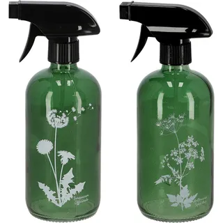 Sprühflaschen Glas 2er Set 0,5 L Grün oder Braun Wiederverwendbar Haushalt Deko, Farbe Sprühflaschen:grün - Grün, Braun