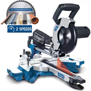 Scheppach Kappzugsäge HM90MP | für Holz, Alu, Stahl, Kunststoff, Kupfer | Schnitthöhe: 65mm / Länge: 340mm | 1700W mit 2 Geschwindigkeiten | Ø216mm