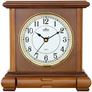 Tischuhr 3888.50.A aus Holz mit Quarzwerk und Acrylglas 230x215x95 mm - Braun