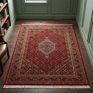 Orientteppich THEKO "Benares Bidjar, handgeknüpft" Gr. 3, rot, B:120cm H:12mm L:180cm, Schurwolle, Teppiche, Orientteppich, reine Wolle, mit Fransen, auch in rund & als Läufer, Wohnzimmer