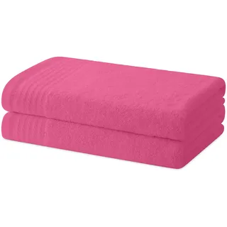 Degrees Home – Set mit 2 Bade- oder Duschtüchern – Handtuch-Set – 100 % Baumwolle – 480 g/m2 – 130 x 65 cm - ROSA