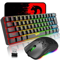 Mechanical Gaming Wireless Keyboard Bluetooth 5.0 / 2.4G USB-Dual-Modus 2200 MAH RGB-LED-Hintergrundbeleuchtung Kompakte vollständige Anti-Ghosting-Schlüssel Wireless Gaming-Maus 750 mAh leicht