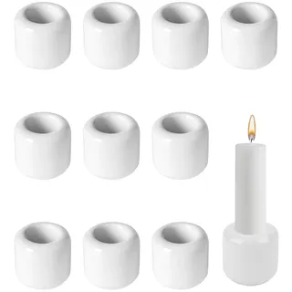 Keramik Kerzenhalter Set, 10 Stück Kerzenhalter Stabkerze Stabkerzenhalter Kerzenständer Weiß, Kerzenständer Stabkerzen Stabkerzen Halter Kerzentüllen für Kerzenbeleuchtung, Dekoration