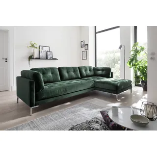 trends by hg Ecksofa »Landau L-Form«, in Cord-Stoff mit Metallfuß grün