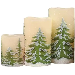 TRIXES 3-tlg. Weihnachtsbaum LED Kerzen Batteriebetrieben | Flackernde LED Weihnachtsbaumkerzen ohne Flamme, batteriebetrieben, 3 Größen, warmweißes Dekolicht