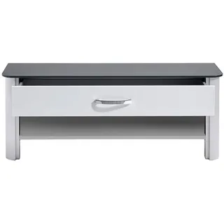 Moderano Garderobenbank , Alufarben, Weiß Hochglanz , Metall, Glas, Holzwerkstoff , 1 Schublade(n) Schubladen , 117x46x34 cm , Typenauswahl, in verschiedenen Größen erhältlich , Garderobe, Garderoben-Sets & Garderoben-Serien, Garderoben-Serien