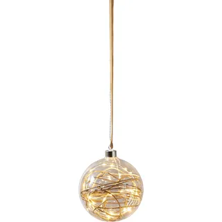 Star Trading Glaskugel "Glow", 30 LEDs in warmweißem Licht, ca. 14 x 15 cm - Transparent