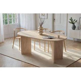 Elegant Dining Table, Travertine Color, 180 x 75 x 89.5 cm | 100% Melamine Coated Particle Board, 25 mm Thickness | Perfect for Modern Dining Spaces