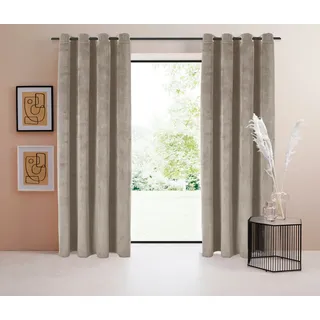 Gardine "LADINA" Gr. 2, beige (sand beige), B:140cm H:175cm, Polyester, Recyceltes Material, LEGER HOME BY LENA GERCKE, Gardinen, Gardine, blickdichter Vorhang, Samt Vorhang