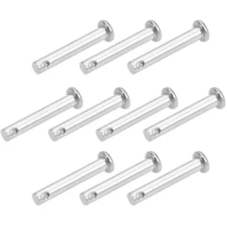 sourcing map 10 Stück Steckbolzene Gabelbolzen Einzelnloch 5mm X 30mm Splintstift Flacher Kopf 304 Edelstahl Scharnier Stift