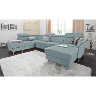 sit&more Wohnlandschaft »Avignon U-Form« wahlweise mit Bettfunktion und Stauraum, inklusive Kopfteilverstellung, blau