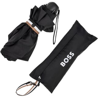 HUGO BOSS Iconic Mini Pocket Regenschirm Taschenschirm aus Polyester in der Farbe Schwarz, Maße offen: Länge ca. 56 cm, Durchmesser ca. 90 cm, HUG321A