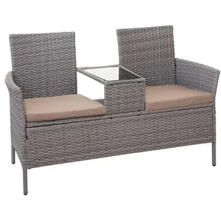 MCW Poly-Rattan Sitzbank 132 x 84 x 55 cm Beige/Grau
